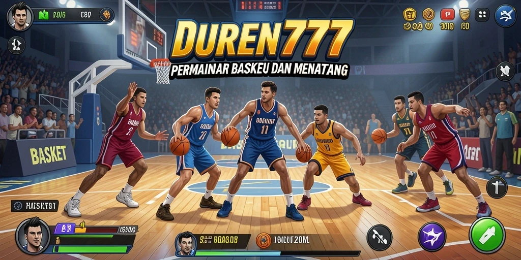 Tampilan antarmuka DUREN777 menampilkan aksi seru permainan Basket.