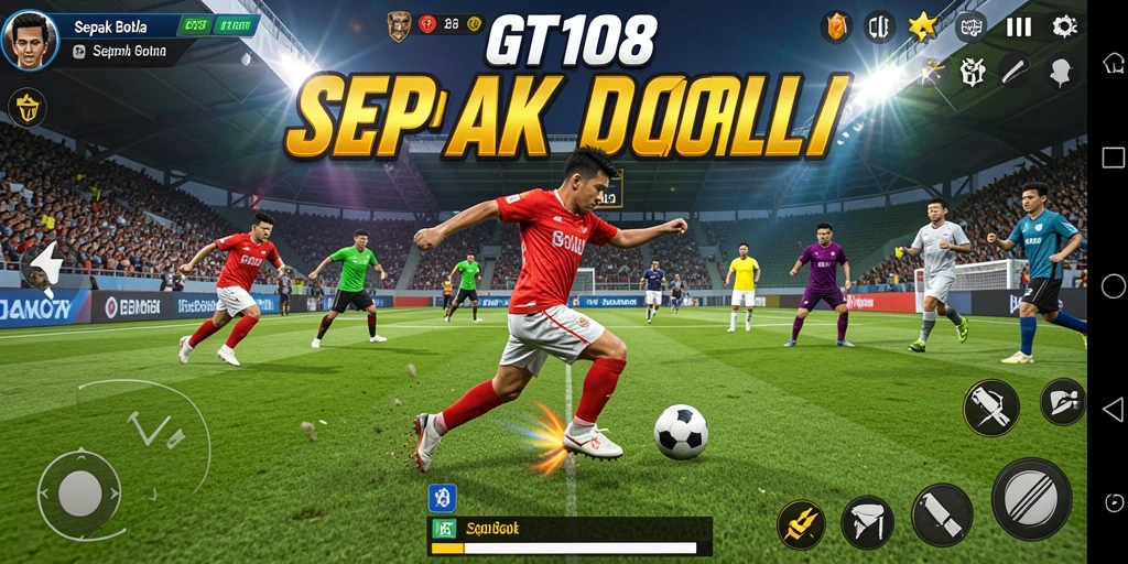 Antarmuka permainan GT108 yang penuh warna dan dinamis.