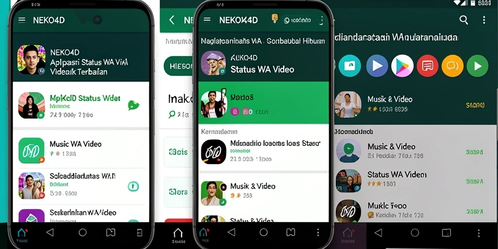 Tampilan antarmuka aplikasi NEKO4D untuk Status WA Video yang menarik.