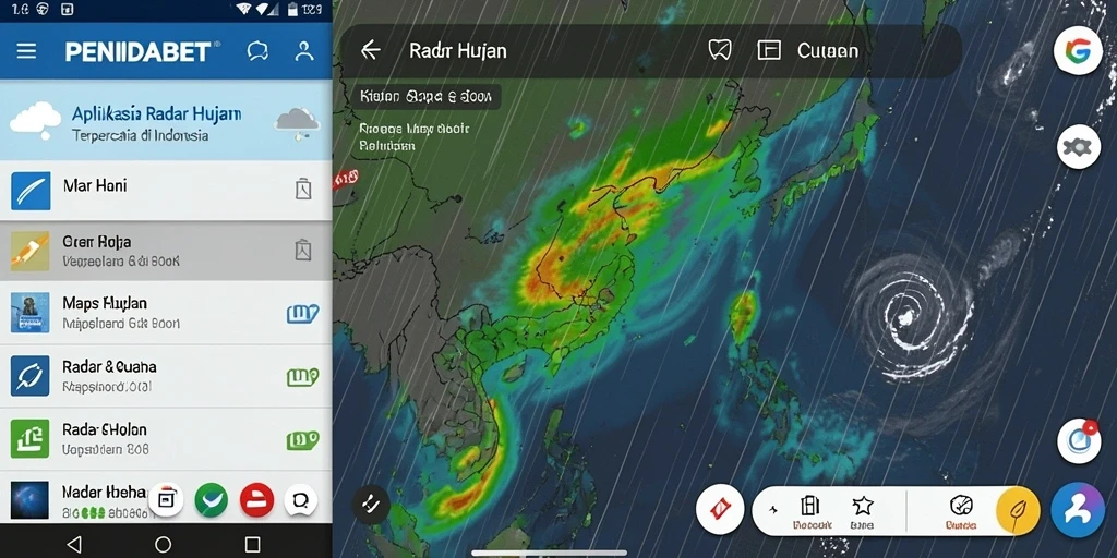 Tampilan antarmuka aplikasi PENIDABET menunjukkan informasi radar hujan secara jelas.