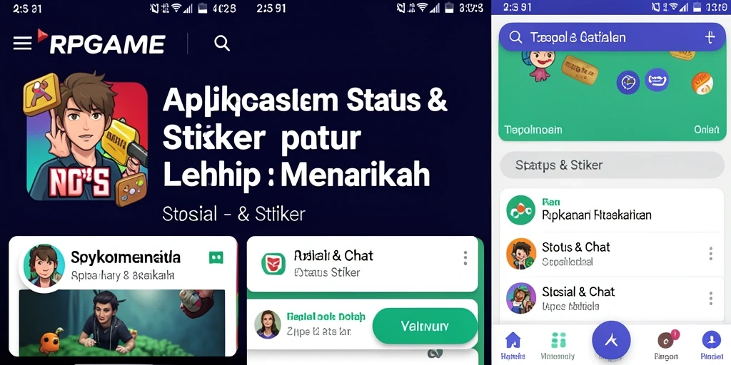 Tampilan antarmuka RPGAME dengan pilihan stiker yang beragam.