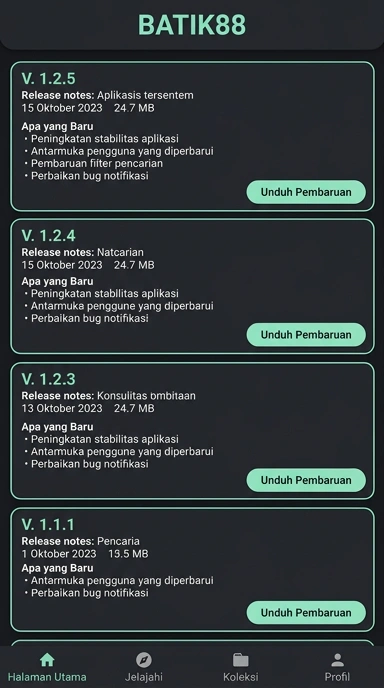 Riwayat Versi Aplikasi batik88 untuk Pengguna Android
